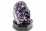 Deep Purple Amethyst Geode With Wood Base - Uruguay #300765-1